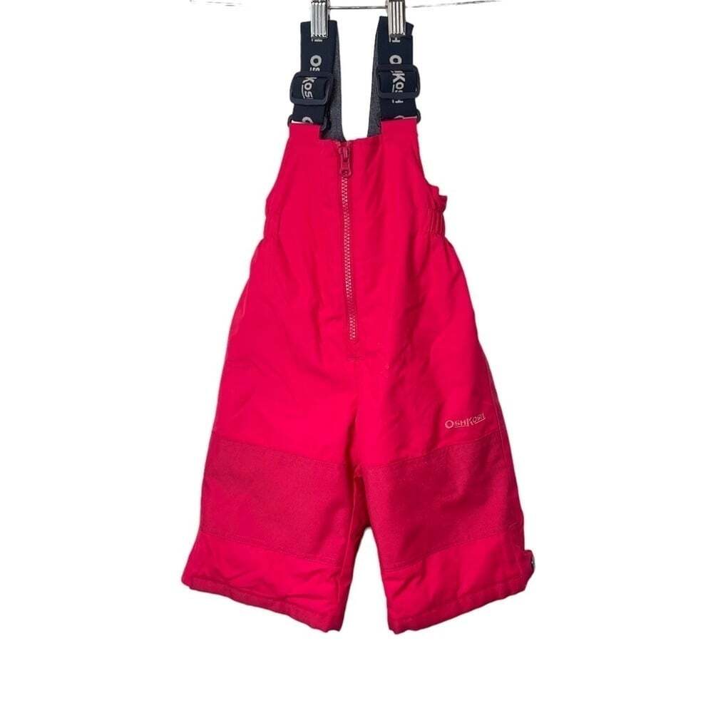 OshKosh Snowpants Girls 12M Pink Bib Overall Reinforced Knees Adjustable Straps